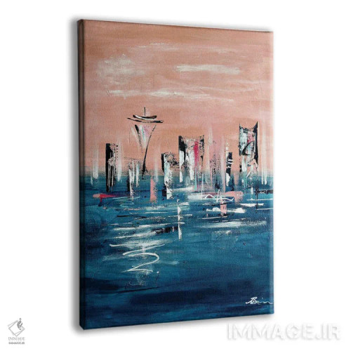 تابلو افق سیاتل میانهقرن رزگلد صورتی اثر آنجلا بیسون - نمای پرسپکتیو محصول