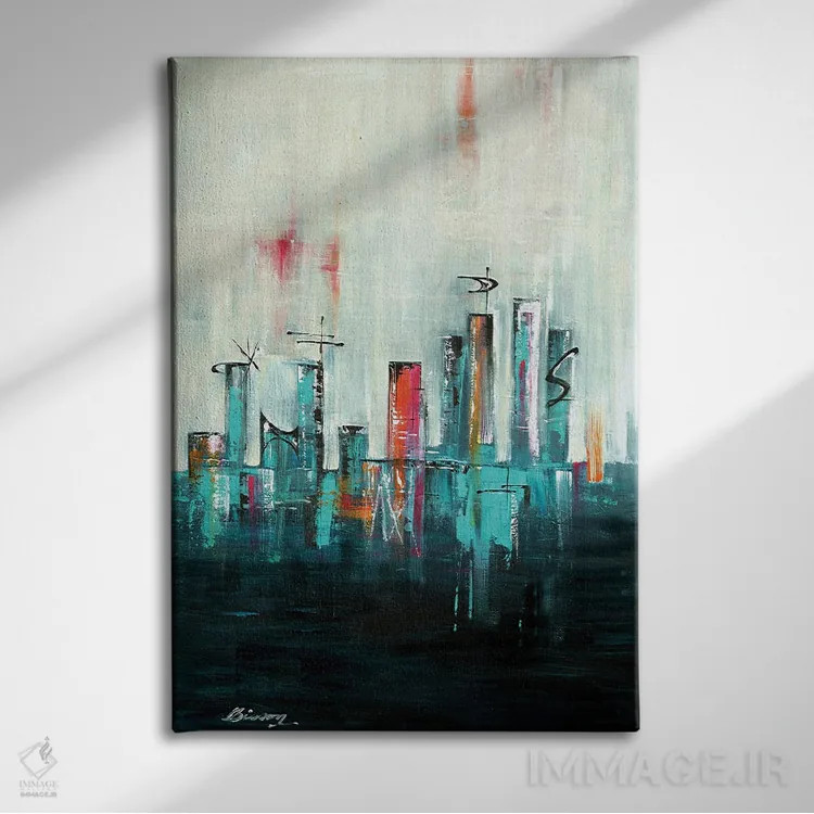 تابلو افق آپتاون میانهقرن XXI اثر آنجلا بیسون - نمای روبهرو روی دیوار