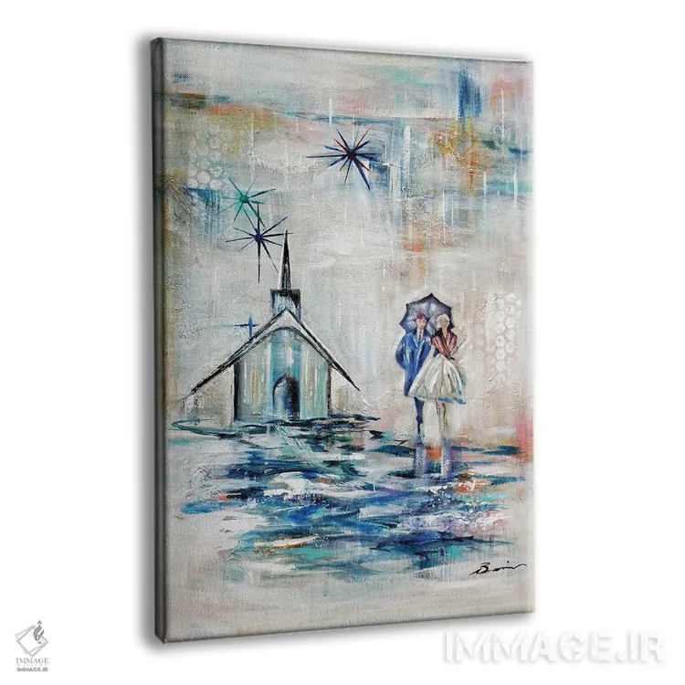 تابلو کلیسای عشق انتزاعی میانهقرن اثر آنجلا بیسون - نمای پرسپکتیو محصول