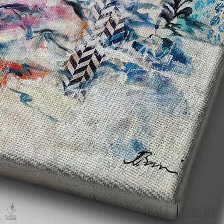 تابلو کوکومو میانهقرن VI اثر آنجلا بیسون - نمای نزدیک بافت بوم