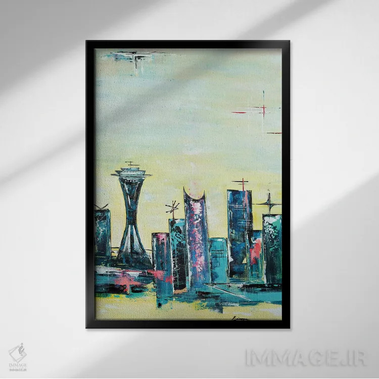 تابلو سیاتل آپتاون اثر آنجلا بیسون - نمای قابدار مشکی