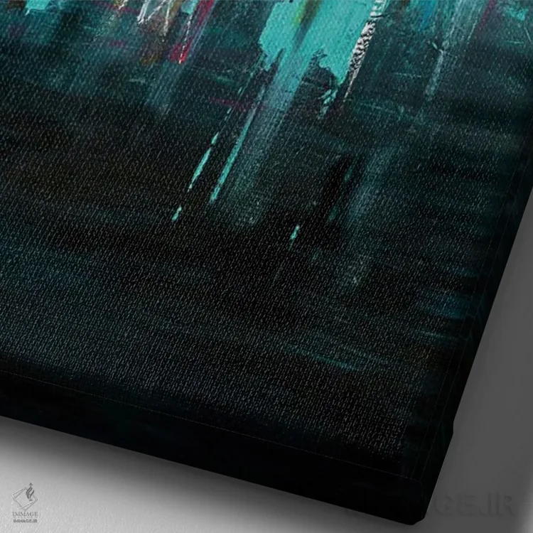 تابلو افق آپتاون میانهقرن XXI اثر آنجلا بیسون - نمای نزدیک بافت بوم