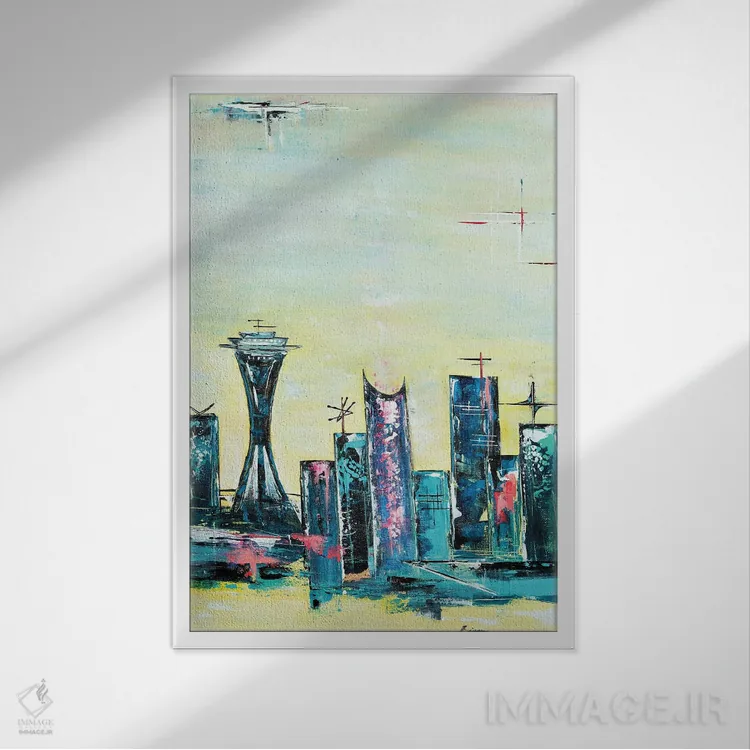 تابلو سیاتل آپتاون اثر آنجلا بیسون - نمای قابدار سفید