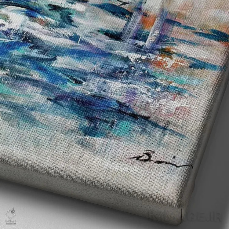 تابلو کلیسای عشق انتزاعی میانهقرن اثر آنجلا بیسون - نمای نزدیک بافت بوم