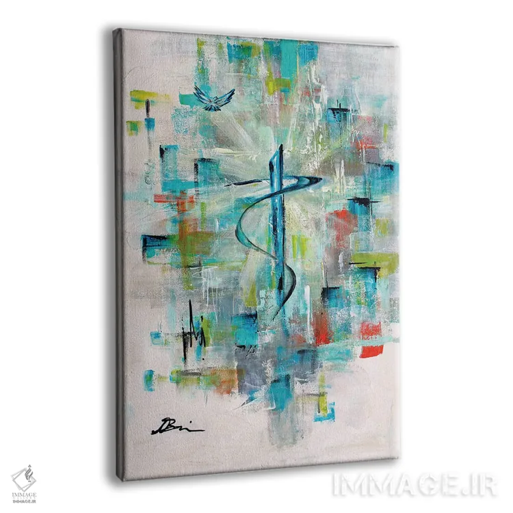 تابلو انتزاعی میانهقرن؛ باور به صلیب مقدس مسیحی اثر آنجلا بیسون - نمای پرسپکتیو محصول