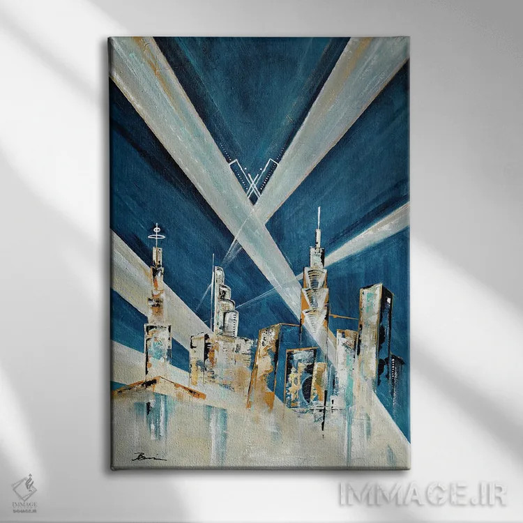 تابلو کلانشهر دکو هنری اثر آنجلا بیسون - نمای روبهرو روی دیوار