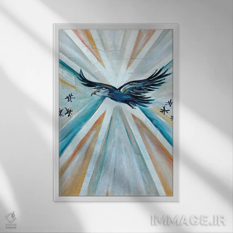 تابلو عقاب آزادی دکو هنری اثر آنجلا بیسون - نمای قابدار سفید