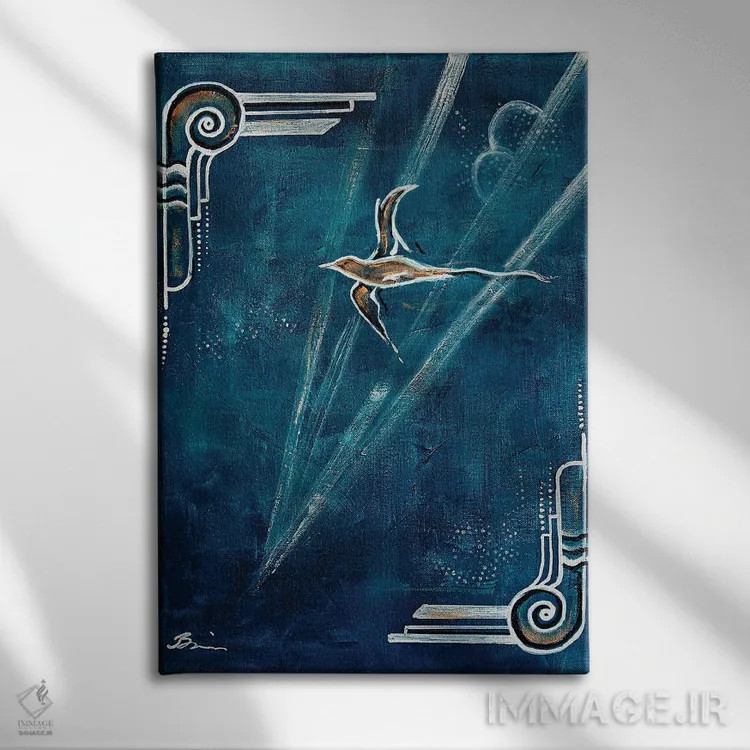 تابلو پرستو دکو هنری اثر آنجلا بیسون - نمای روبهرو روی دیوار