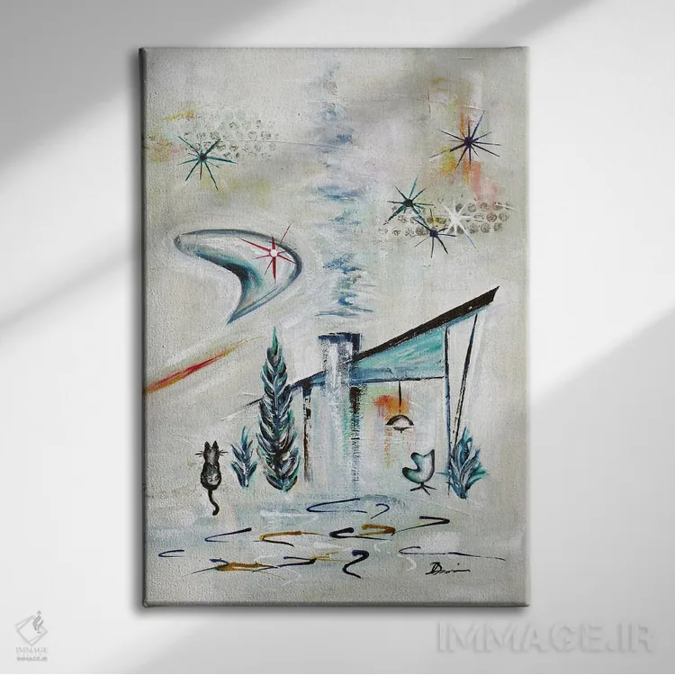 تابلو شادی مدرن میانهقرن II اثر آنجلا بیسون - نمای روبهرو روی دیوار