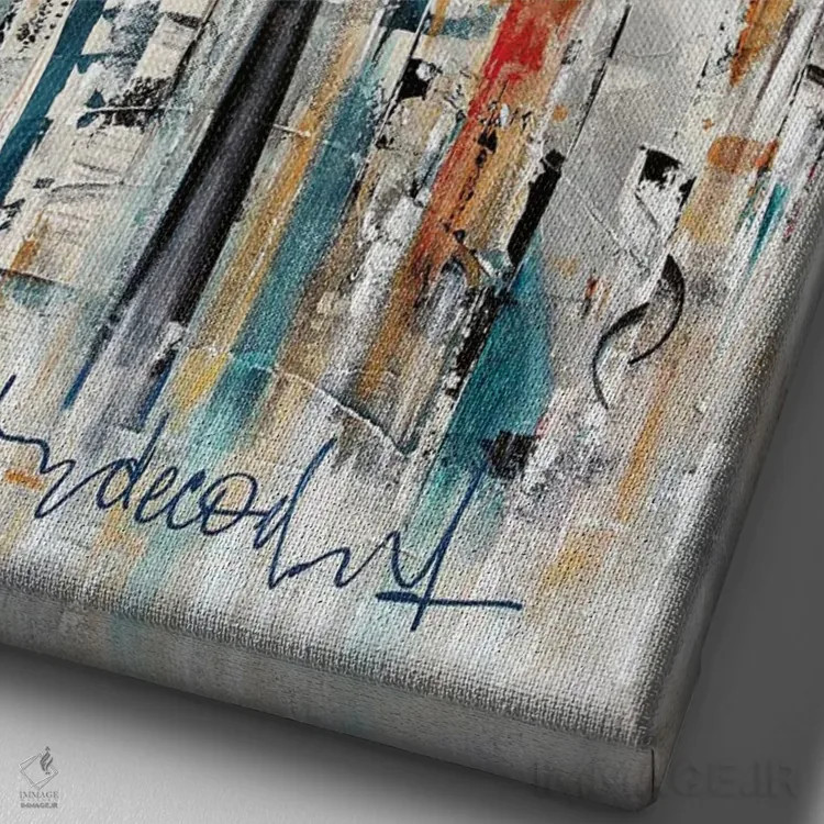 تابلو کلانشهر دکو هنری X اثر آنجلا بیسون - نمای نزدیک بافت بوم