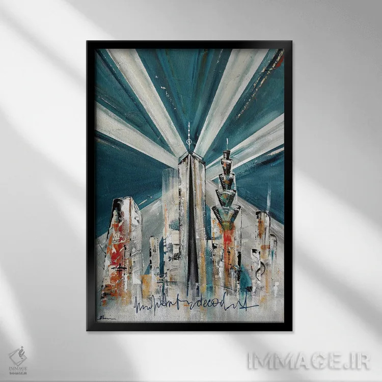 تابلو کلانشهر دکو هنری X اثر آنجلا بیسون - نمای قابدار مشکی