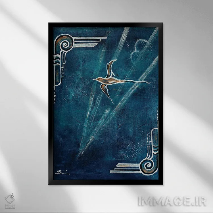 تابلو پرستو دکو هنری اثر آنجلا بیسون - نمای قابدار مشکی