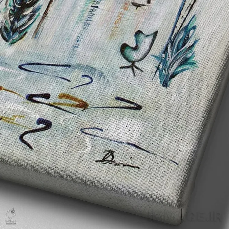 تابلو شادی مدرن میانهقرن II اثر آنجلا بیسون - نمای نزدیک بافت بوم