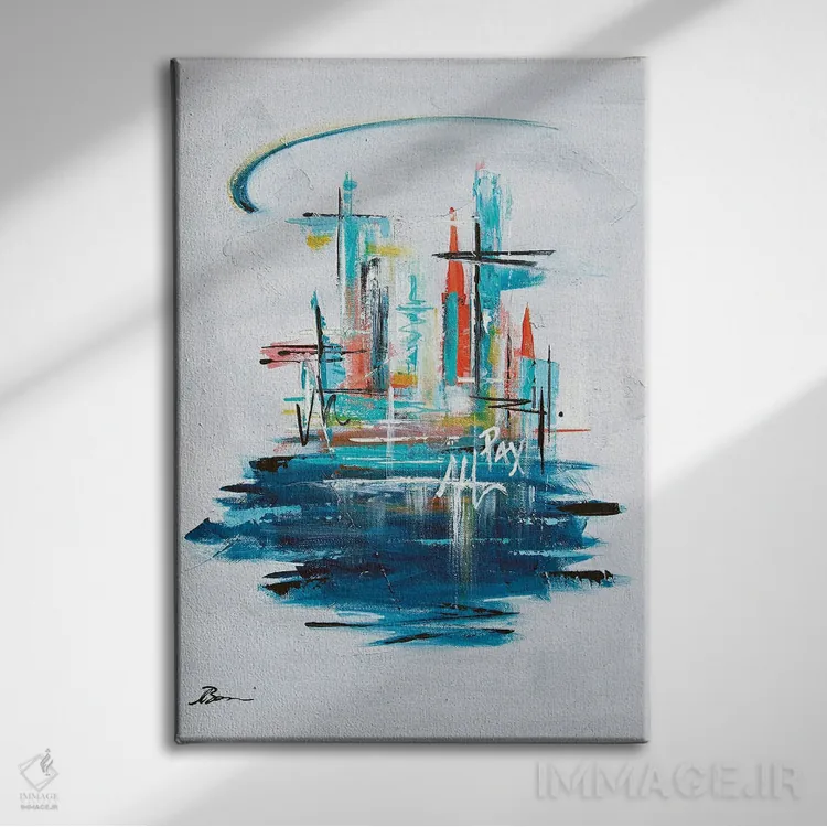 تابلو هنر انتزاعی مسیحی میانهقرن؛ آرامش در دره III اثر آنجلا بیسون - نمای روبهرو روی دیوار