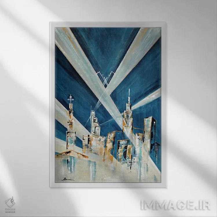 تابلو کلانشهر دکو هنری اثر آنجلا بیسون - نمای قابدار سفید