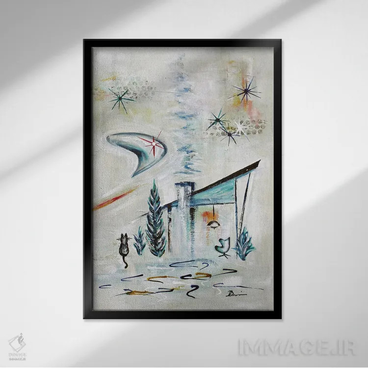 تابلو شادی مدرن میانهقرن II اثر آنجلا بیسون - نمای قابدار مشکی