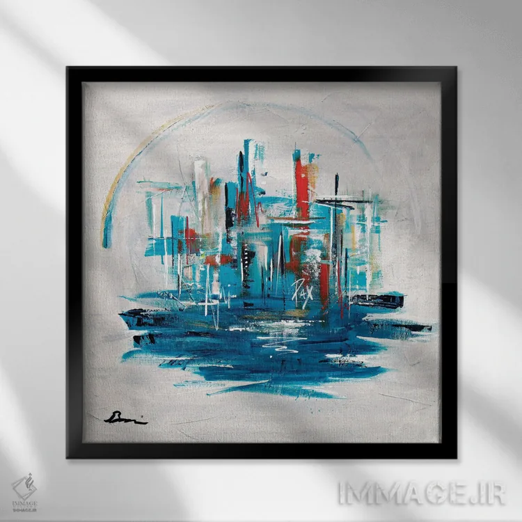 تابلو هنر انتزاعی مسیحی؛ آرامش در دره I اثر آنجلا بیسون - نمای قابدار مشکی