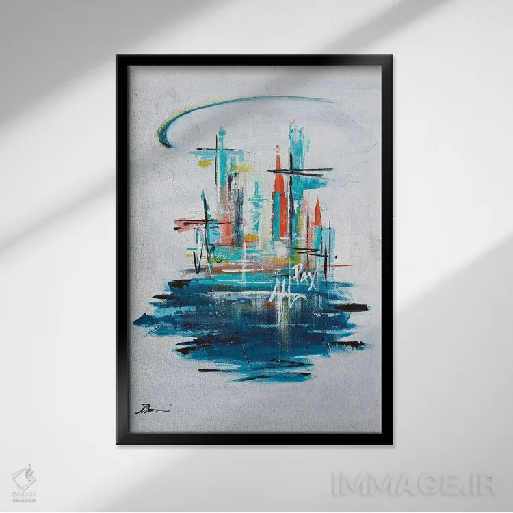 تابلو هنر انتزاعی مسیحی میانهقرن؛ آرامش در دره III اثر آنجلا بیسون - نمای قابدار مشکی