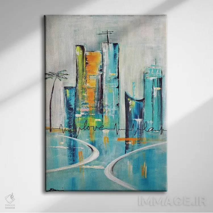 تابلو عشق لسآنجلس کالیفرنیا اثر آنجلا بیسون - نمای روبهرو روی دیوار