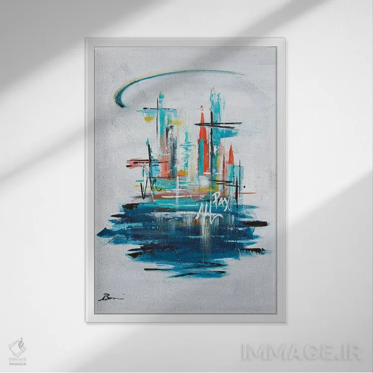تابلو هنر انتزاعی مسیحی میانهقرن؛ آرامش در دره III اثر آنجلا بیسون - نمای قابدار سفید