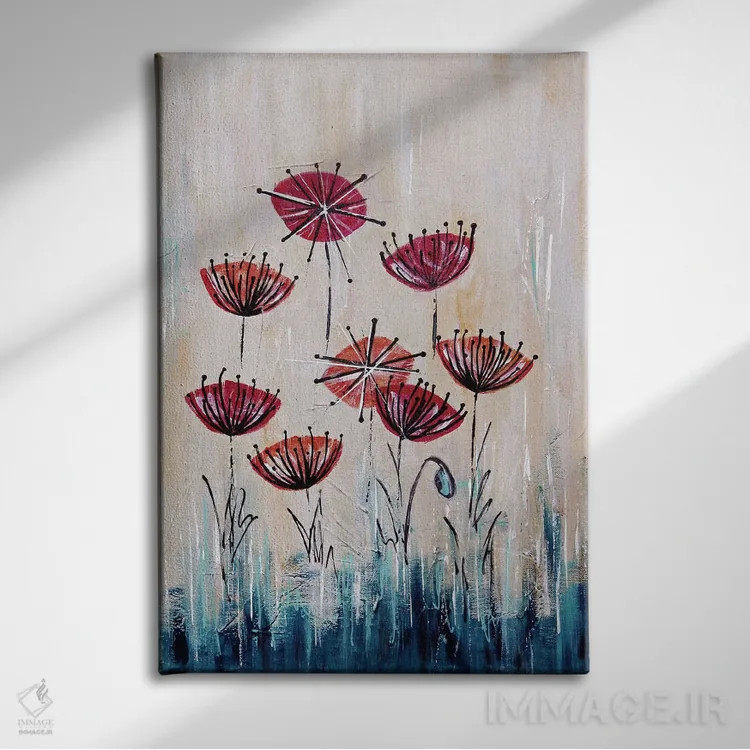 تابلو سرزمین شقایق قرمز میانهقرن اثر آنجلا بیسون - نمای روبهرو روی دیوار