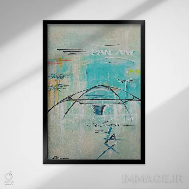 تابلو خوشآمدید به لسآنجلس LAX اثر آنجلا بیسون - نمای قابدار مشکی