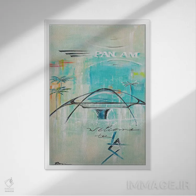 تابلو خوشآمدید به لسآنجلس LAX اثر آنجلا بیسون - نمای قابدار سفید