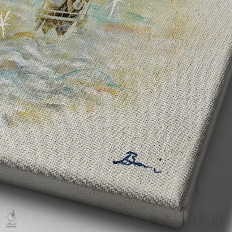 تابلو رویای میانهقرن III اثر آنجلا بیسون - نمای نزدیک بافت بوم