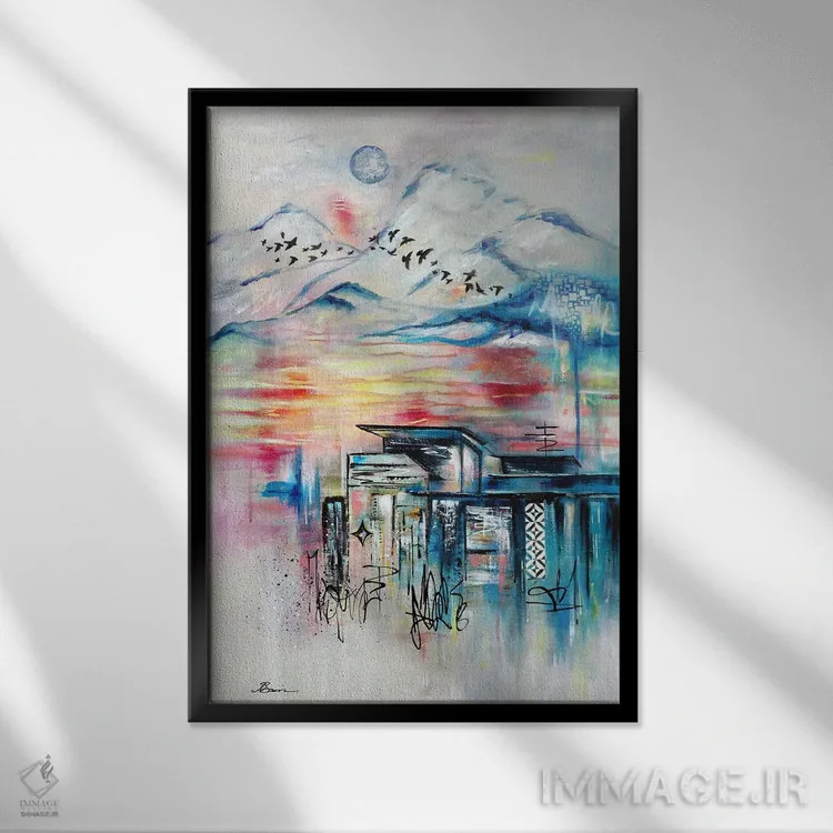 تابلو هارمونی VIII اثر آنجلا بیسون - نمای قابدار مشکی