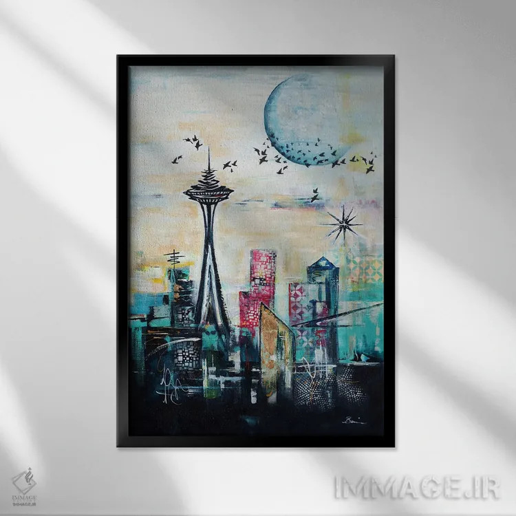 تابلو بیخوابی در سیاتل اثر آنجلا بیسون - نمای قابدار مشکی