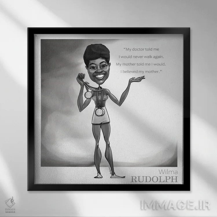 تابلو ویلمارودلف (شخصیت ورزشی) اثر اندرو بیلی - نمای قابدار مشکی