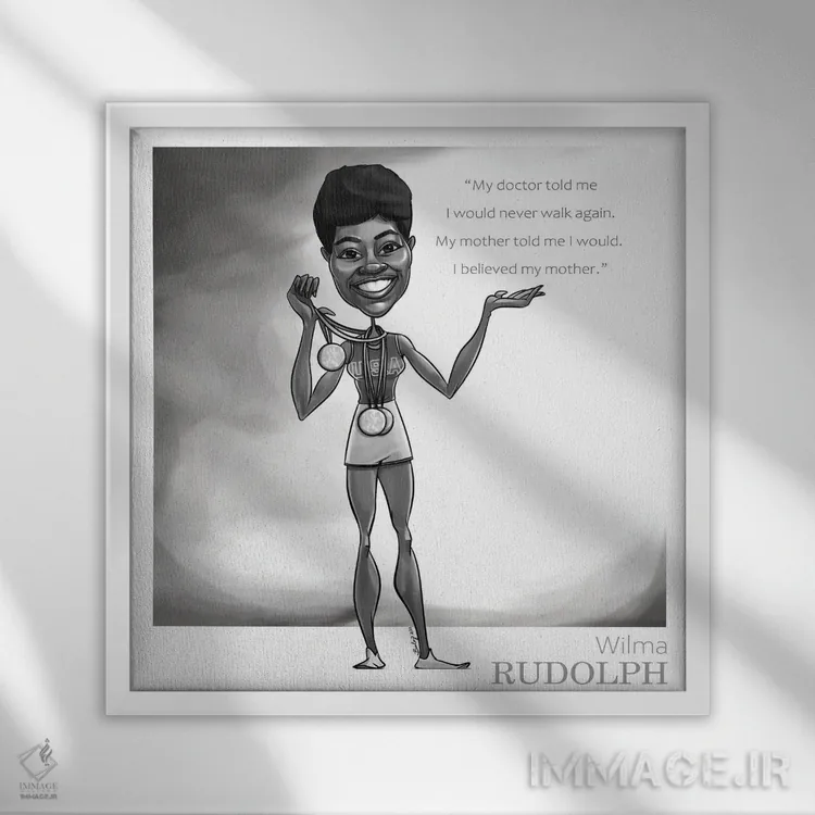 تابلو ویلمارودلف (شخصیت ورزشی) اثر اندرو بیلی - نمای قابدار سفید