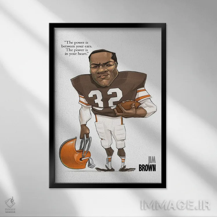 تابلو جیم براون (ورزشکار) اثر اندرو بیلی - نمای قابدار مشکی