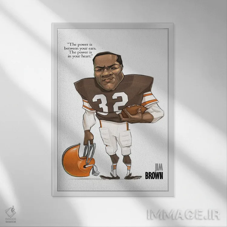 تابلو جیم براون (ورزشکار) اثر اندرو بیلی - نمای قابدار سفید