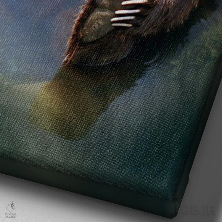 تابلو خرس گریزلی اثر بنجامین پاجت - نمای نزدیک بافت بوم