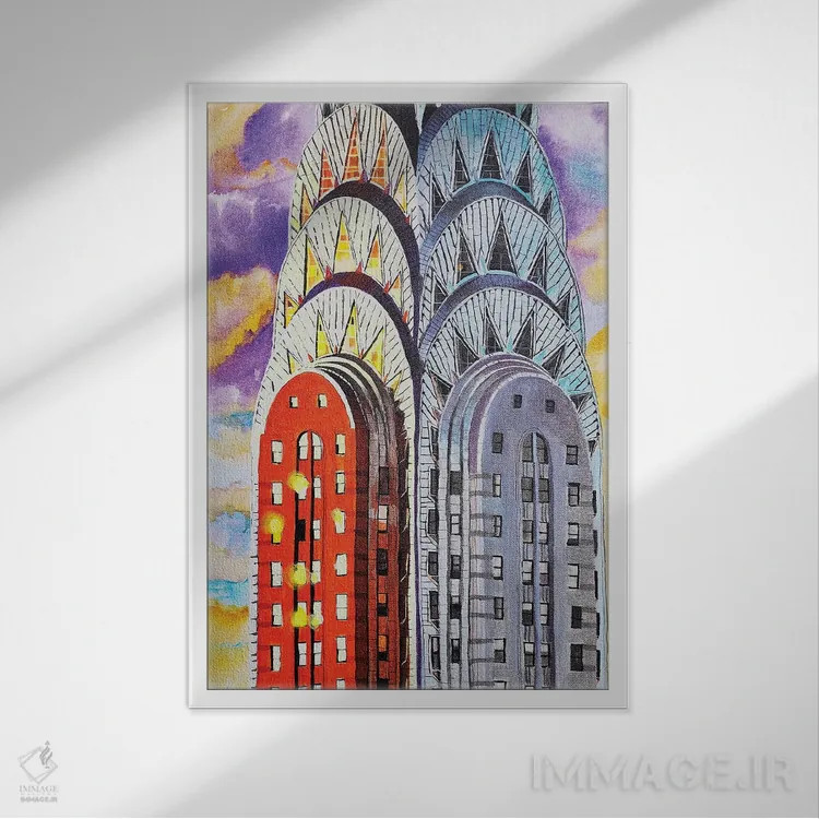 تابلو ساختمان کرایسلر رو به خورشید اثر بیکِیآرتکت (استودیو هنر و معماری) - نمای قابدار سفید