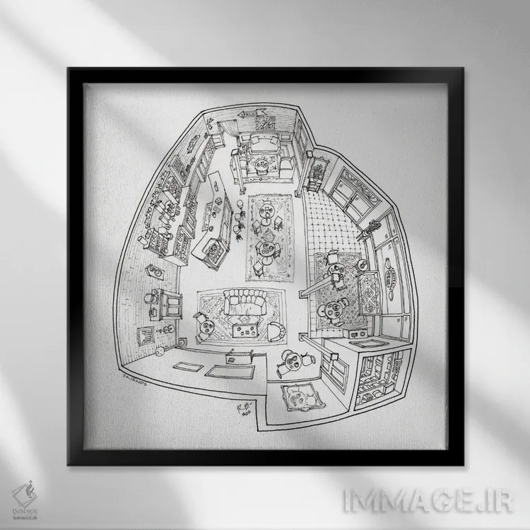 تابلو نمای چشمماهی سنترال پرک (دوستان) اثر بیکِیآرتکت (استودیو هنر و معماری) - نمای قابدار مشکی