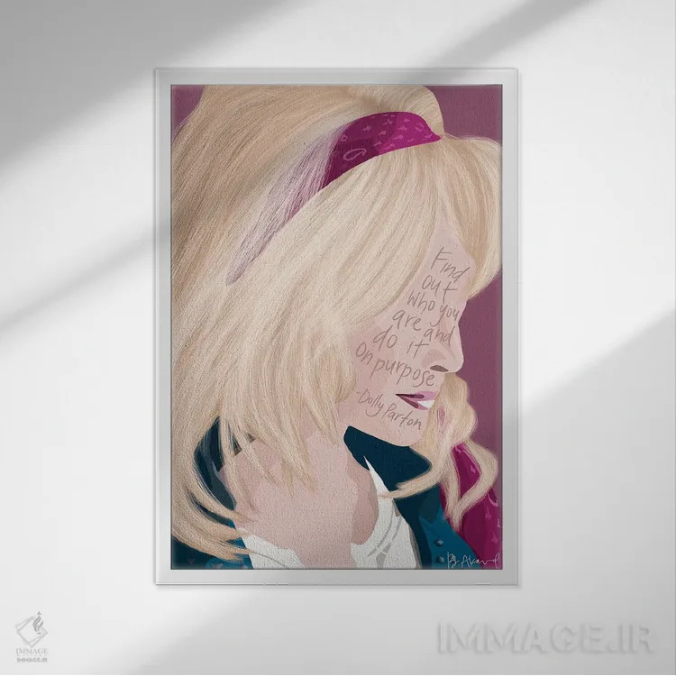 تابلو دالی پارتن اثر بک آکارد - نمای قابدار سفید