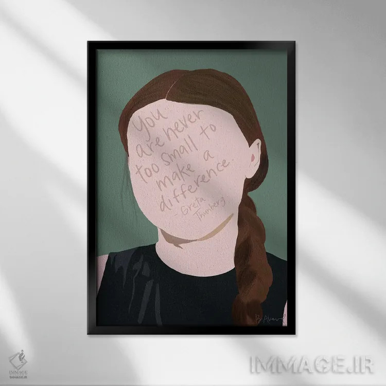 تابلو گرتا تونبرگ اثر بک آکارد - نمای قابدار مشکی