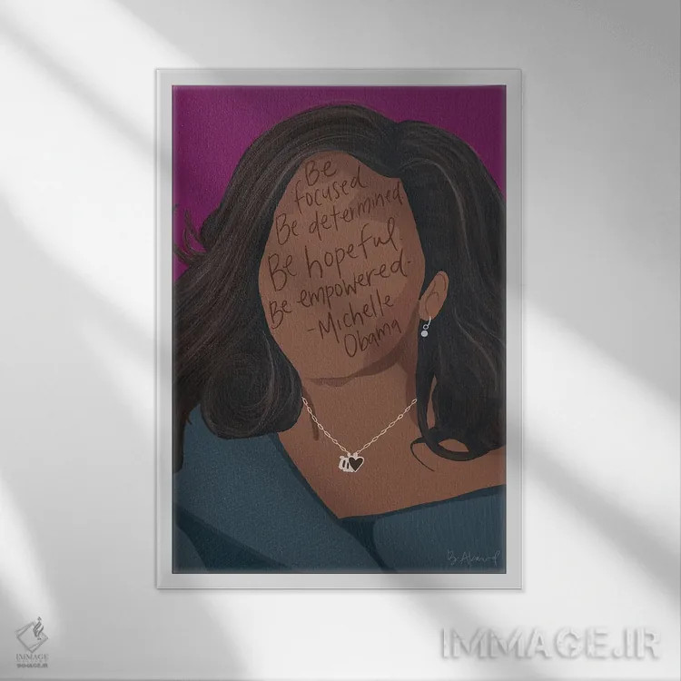 تابلو میشل اوباما اثر بک آکارد - نمای قابدار سفید