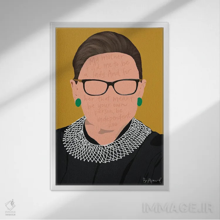 تابلو آر. بی. جی. (روث بیدر گینزبرگ) اثر بک آکارد - نمای قابدار سفید