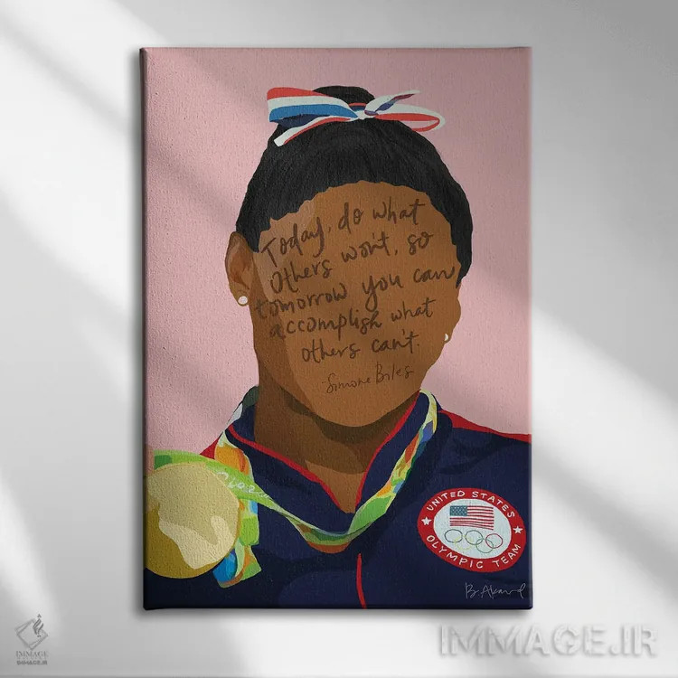 تابلو سیمون بایلز اثر بک آکارد - نمای روبهرو روی دیوار