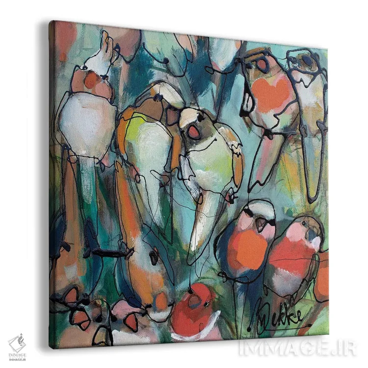 تابلو طوطیها اثر ماریکه بکه - نمای پرسپکتیو محصول