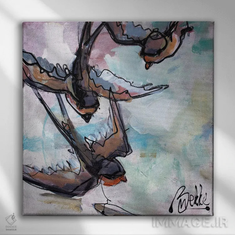 تابلو پرستوها اثر ماریکه بکه - نمای روبهرو روی دیوار