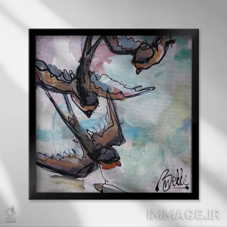 تابلو پرستوها اثر ماریکه بکه - نمای قابدار مشکی