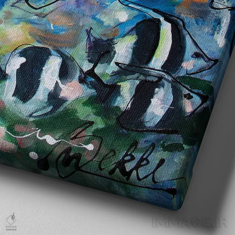 تابلو اولین غواصی اثر ماریکه بکه - نمای نزدیک بافت بوم