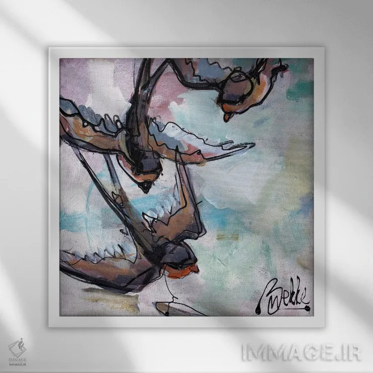 تابلو پرستوها اثر ماریکه بکه - نمای قابدار سفید