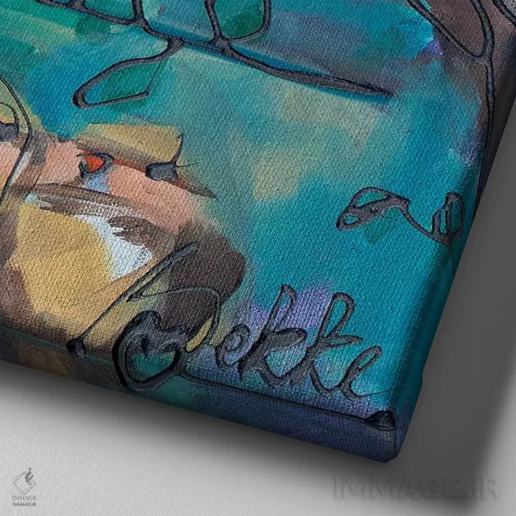 تابلو چهل دوستداشتنی اثر ماریکه بکه - نمای نزدیک بافت بوم