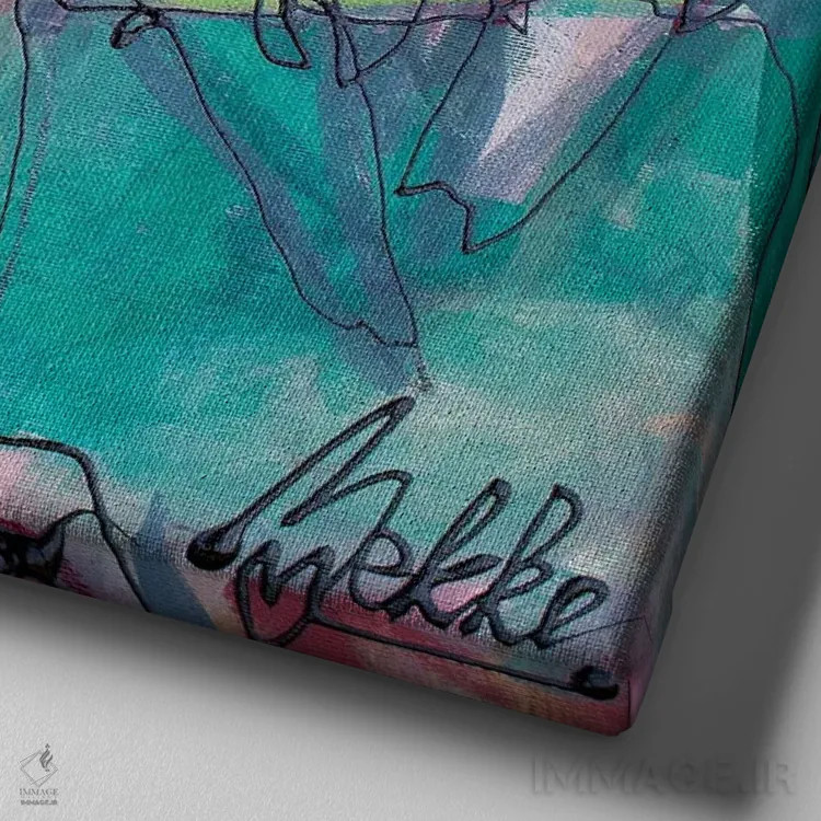 تابلو چهل سینهسرخ اثر ماریکه بکه - نمای نزدیک بافت بوم