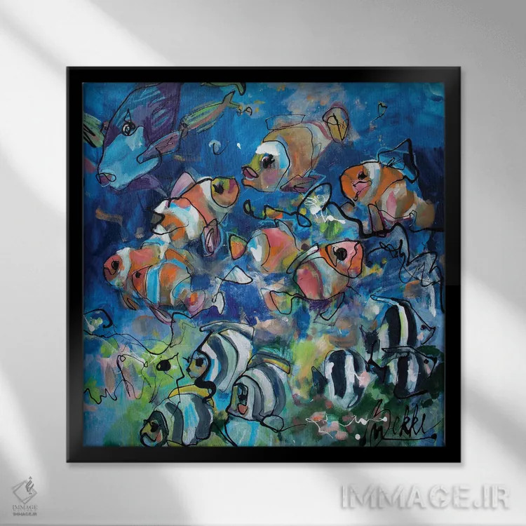 تابلو اولین غواصی اثر ماریکه بکه - نمای قابدار مشکی